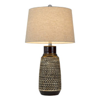 Bora Table Lamp Set of 2, Antique Silver Burlap Shade, Black Ceramic - BM351708
