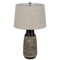 Bora Table Lamp Set of 2, Antique Silver Burlap Shade, Black Ceramic - BM351708