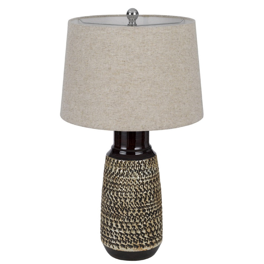 Bora Table Lamp Set of 2, Antique Silver Burlap Shade, Black Ceramic - BM351708