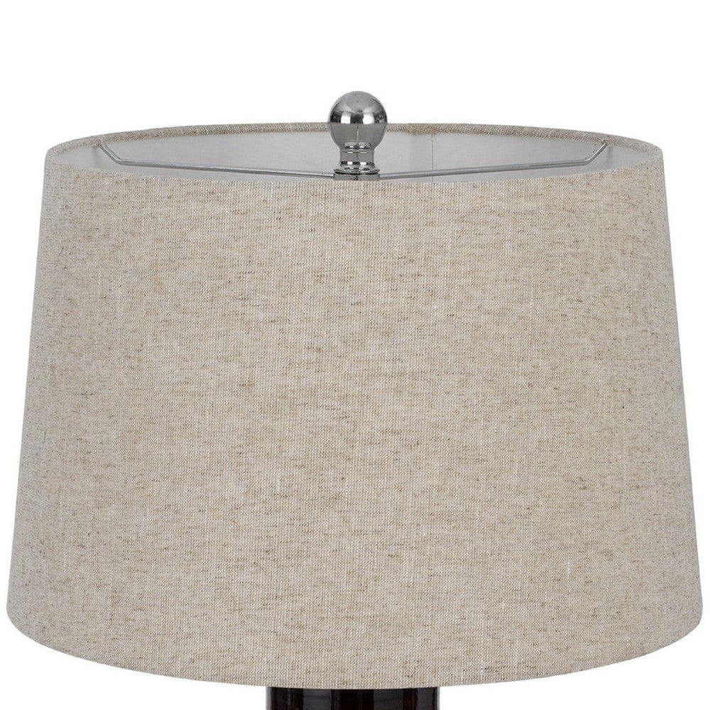 Bora Table Lamp Set of 2, Antique Silver Burlap Shade, Black Ceramic - BM351708