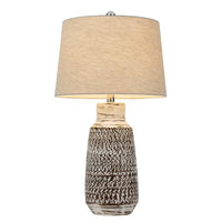 Bora Table Lamp Set of 2, Burlap Shade, Brown Ceramic, Distressed White - BM351709