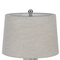 Bora Table Lamp Set of 2, Burlap Shade, Brown Ceramic, Distressed White - BM351709