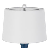 Table Lamp Set of 2, Off-White Shade, Blue Candlestick Glass Body 32 Inch - BM351710