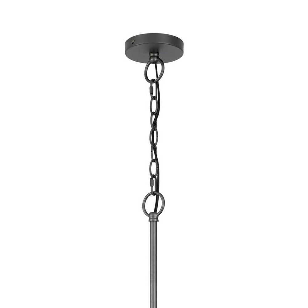 4 Light Candelabra Chandelier, Wood Base, Bronze and Gray Metal 24 Inch - BM351712