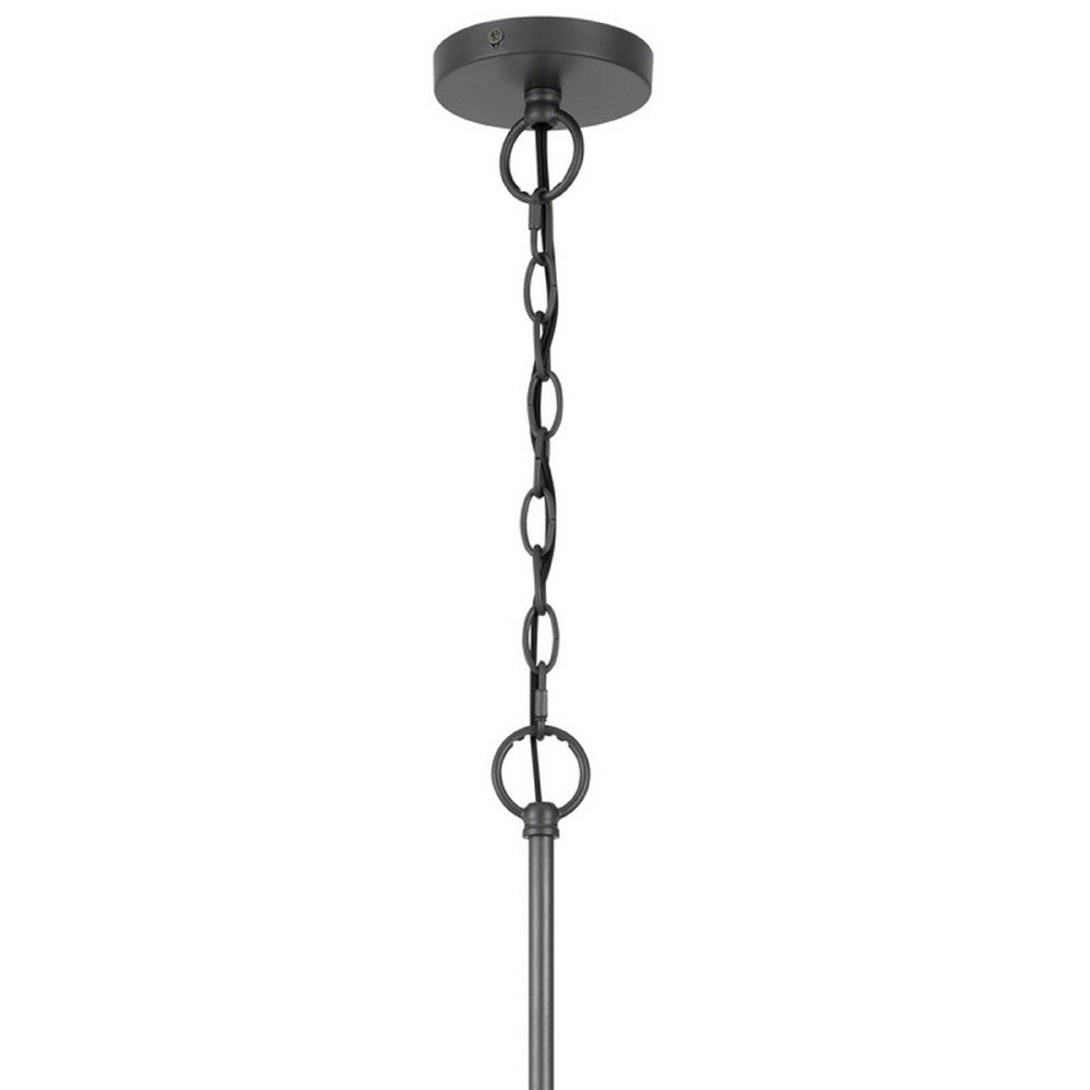 4 Light Candelabra Chandelier, Burlap Accents, Charcoal Gray Metal 24 Inch - BM351713