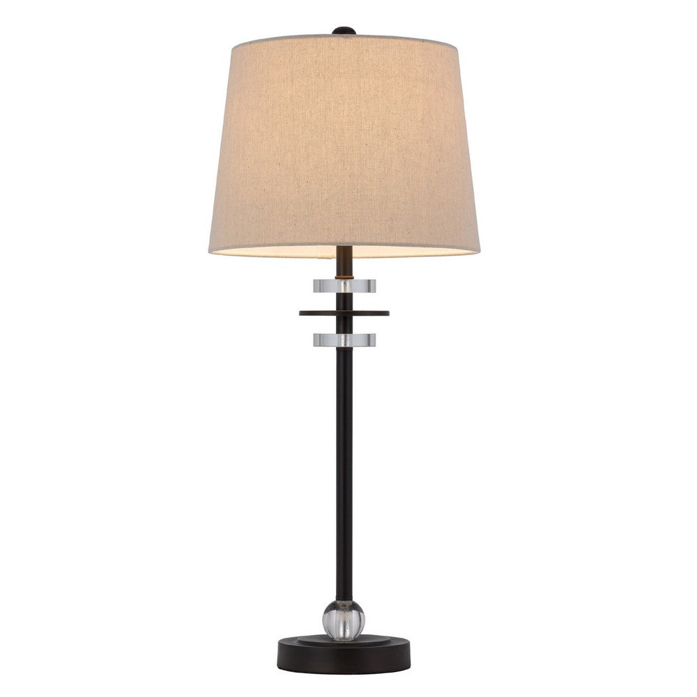 Tika Table Lamp Set of 2, Crystal Rings and Black Metal Ball, Fabric Shade - BM351714