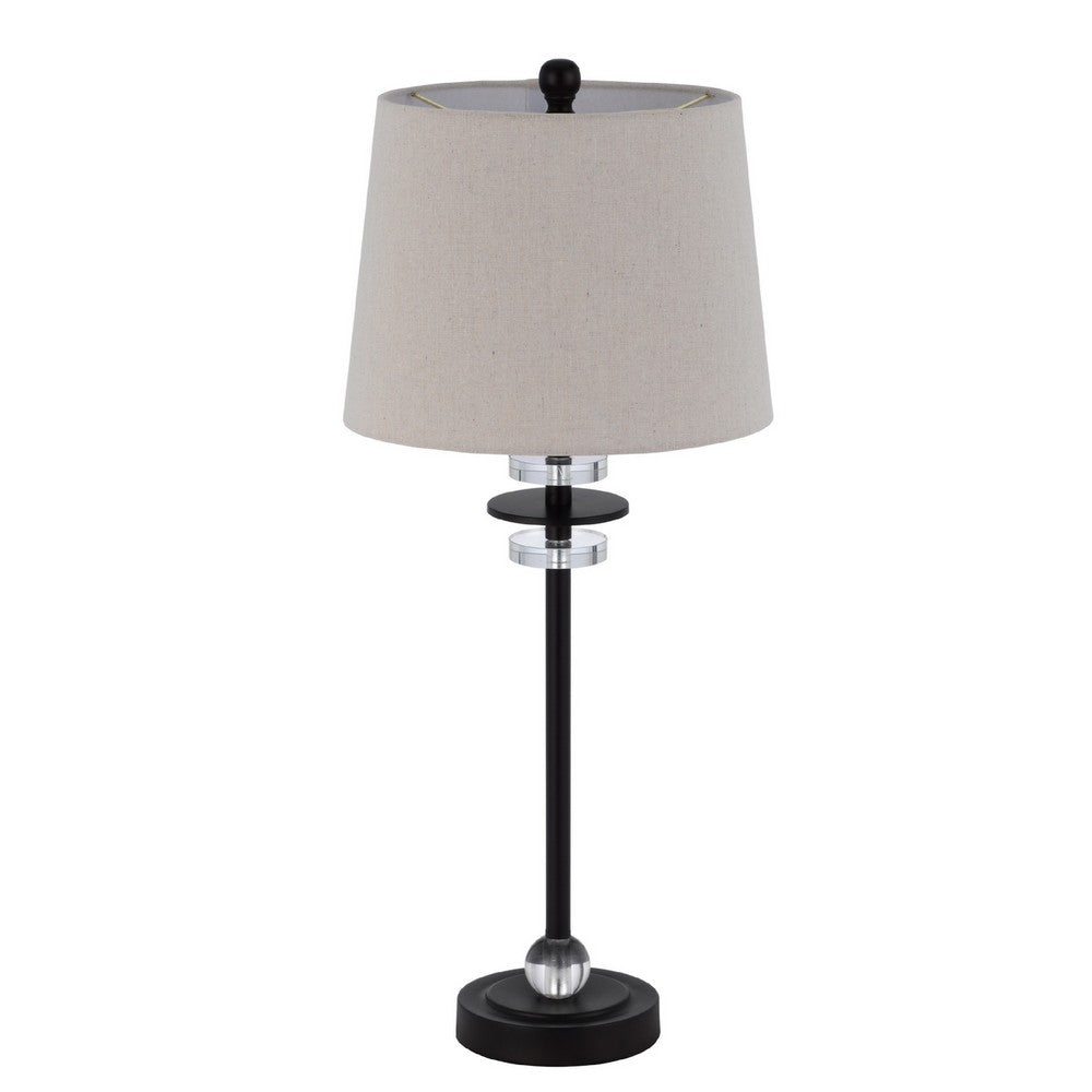 Tika Table Lamp Set of 2, Crystal Rings and Black Metal Ball, Fabric Shade - BM351714