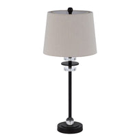 Tika Table Lamp Set of 2, Crystal Rings and Black Metal Ball, Fabric Shade - BM351714