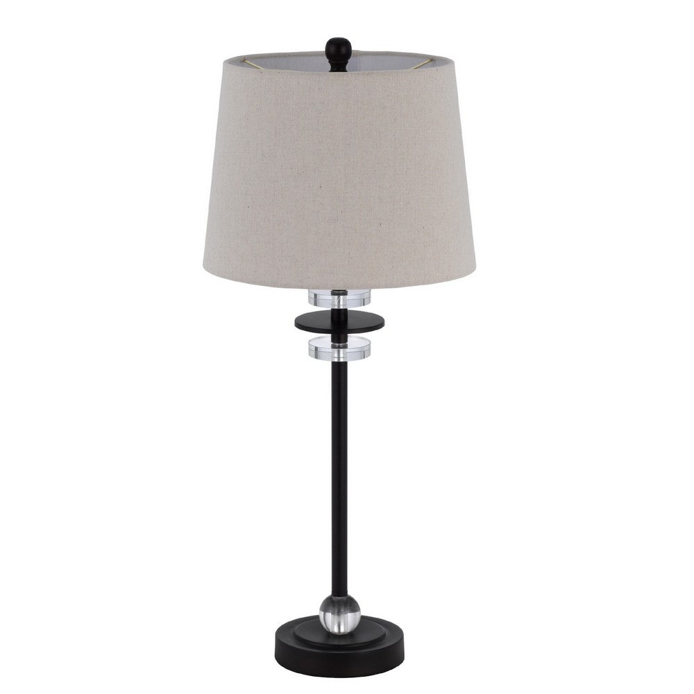 Tika Table Lamp Set of 2, Crystal Rings and Black Metal Ball, Fabric Shade - BM351714