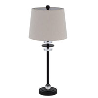 Tika Table Lamp Set of 2, Crystal Rings and Black Metal Ball, Fabric Shade - BM351714