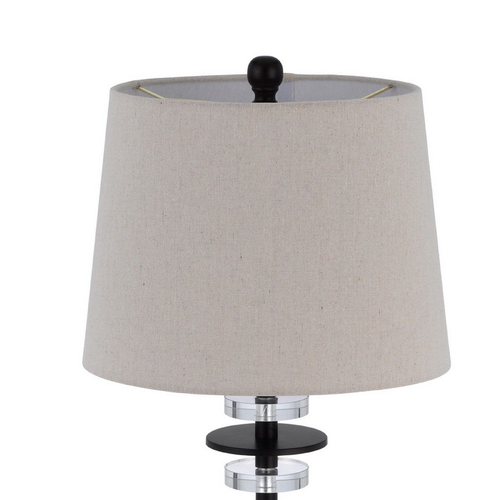 Tika Table Lamp Set of 2, Crystal Rings and Black Metal Ball, Fabric Shade - BM351714