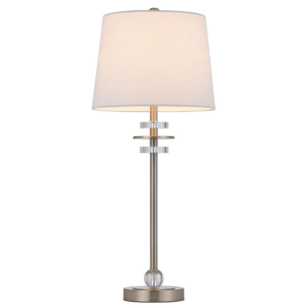 Tika Table Lamp Set of 2, Crystal Rings and Brushed Steel, Fabric Shade - BM351715