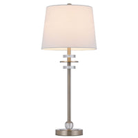 Tika Table Lamp Set of 2, Crystal Rings and Brushed Steel, Fabric Shade - BM351715