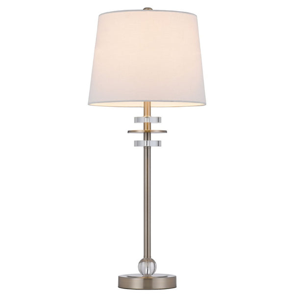 Tika Table Lamp Set of 2, Crystal Rings and Brushed Steel, Fabric Shade - BM351715