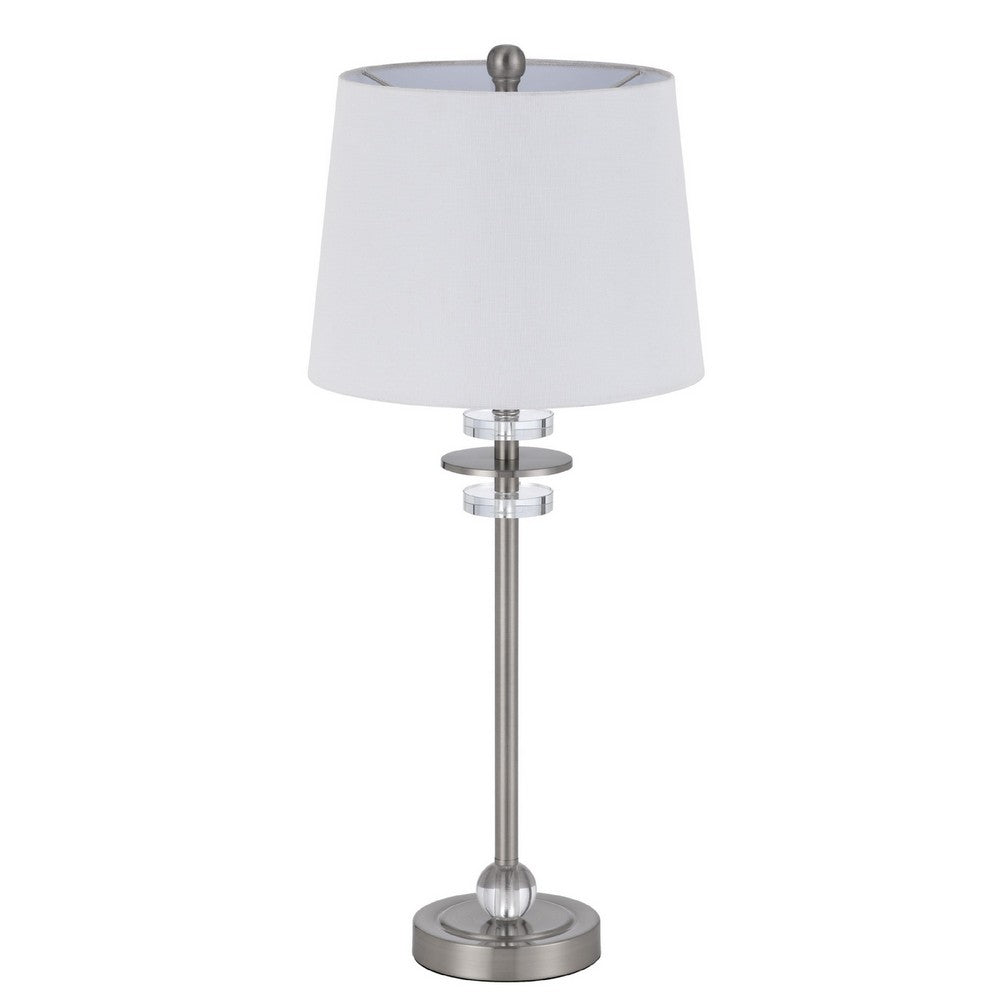 Tika Table Lamp Set of 2, Crystal Rings and Brushed Steel, Fabric Shade - BM351715