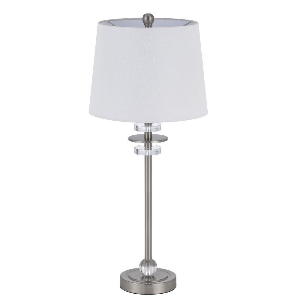 Tika Table Lamp Set of 2, Crystal Rings and Brushed Steel, Fabric Shade - BM351715
