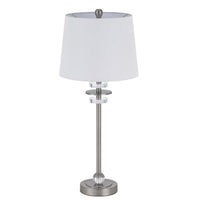 Tika Table Lamp Set of 2, Crystal Rings and Brushed Steel, Fabric Shade - BM351715