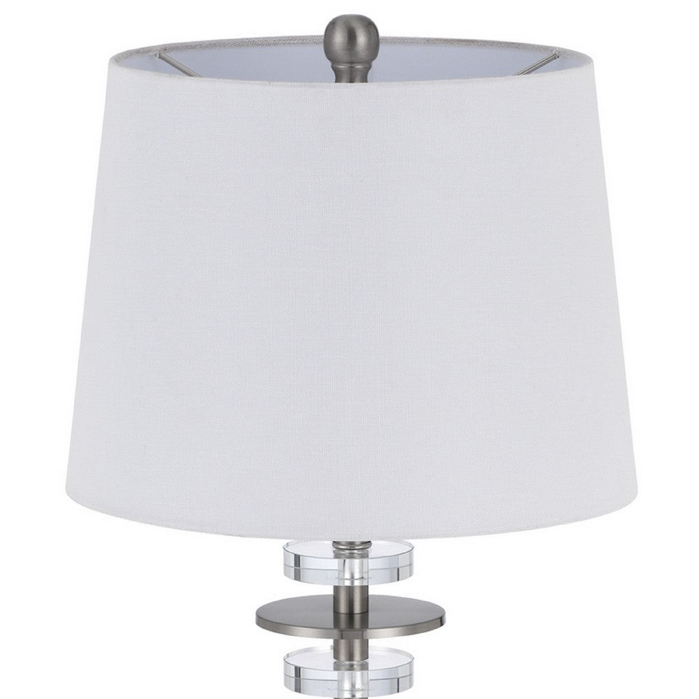 Tika Table Lamp Set of 2, Crystal Rings and Brushed Steel, Fabric Shade - BM351715