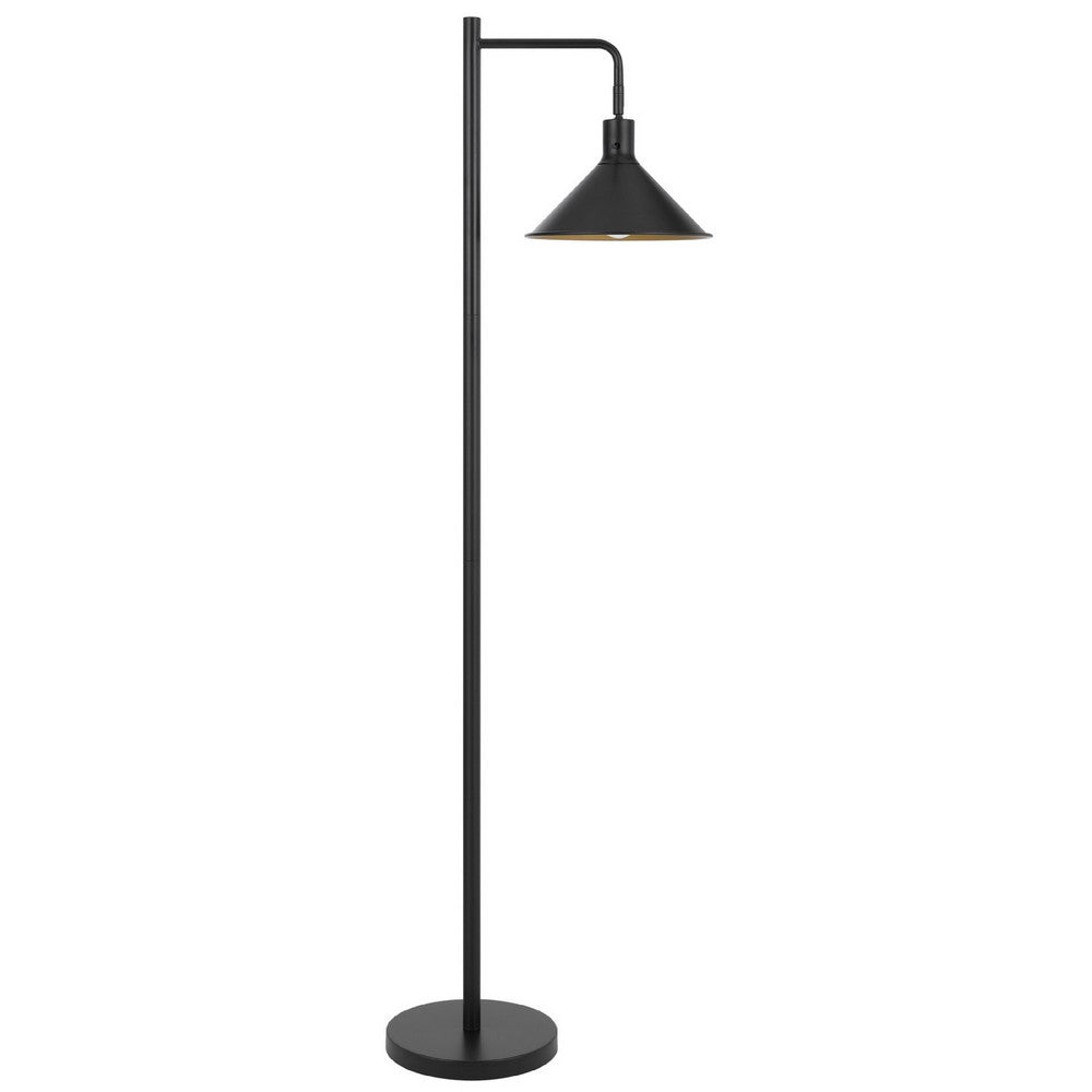 Floor Lamp, Adjustable Head with Hanging Cone Shade, Retro Black Metal - BM351717