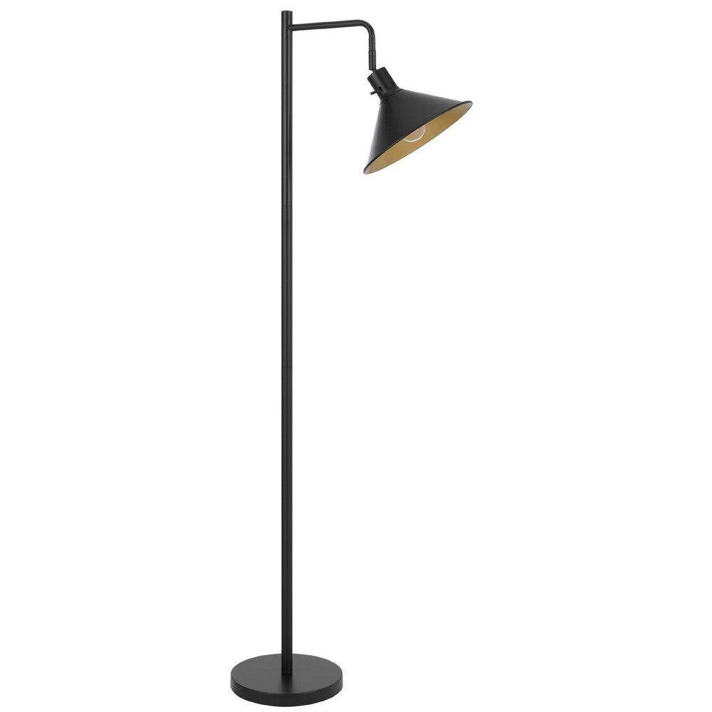 Floor Lamp, Adjustable Head with Hanging Cone Shade, Retro Black Metal - BM351717