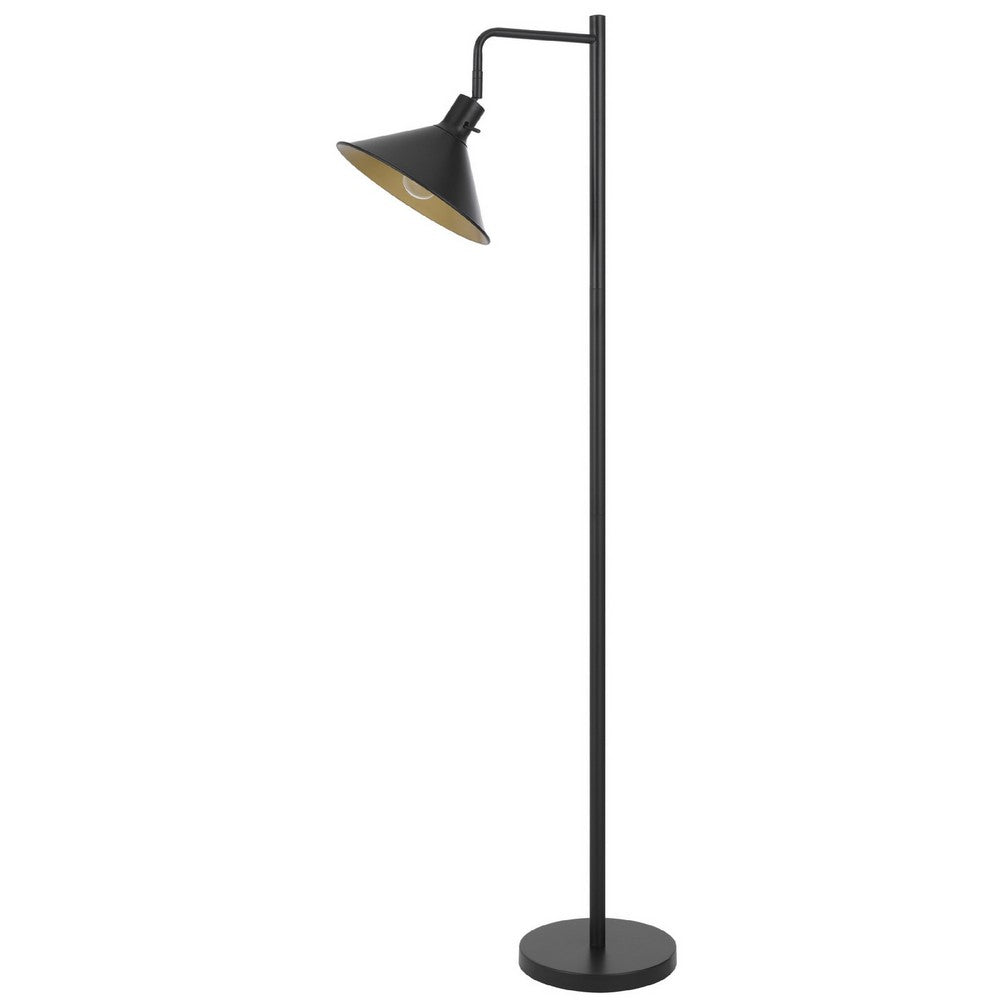 Floor Lamp, Adjustable Head with Hanging Cone Shade, Retro Black Metal - BM351717