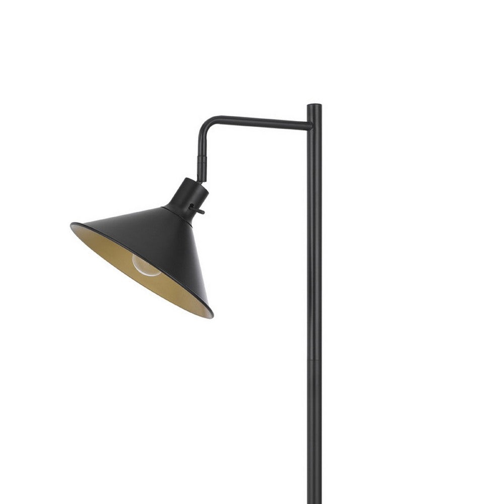 Floor Lamp, Adjustable Head with Hanging Cone Shade, Retro Black Metal - BM351717