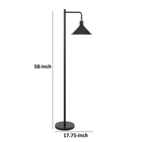 Floor Lamp, Adjustable Head with Hanging Cone Shade, Retro Black Metal - BM351717