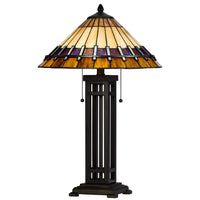 Eli Table Lamp, Tiffany Stained Glass Shade, Hand Painted Design, Bronze - BM351718