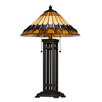 Eli Table Lamp, Tiffany Stained Glass Shade, Hand Painted Design, Bronze - BM351718