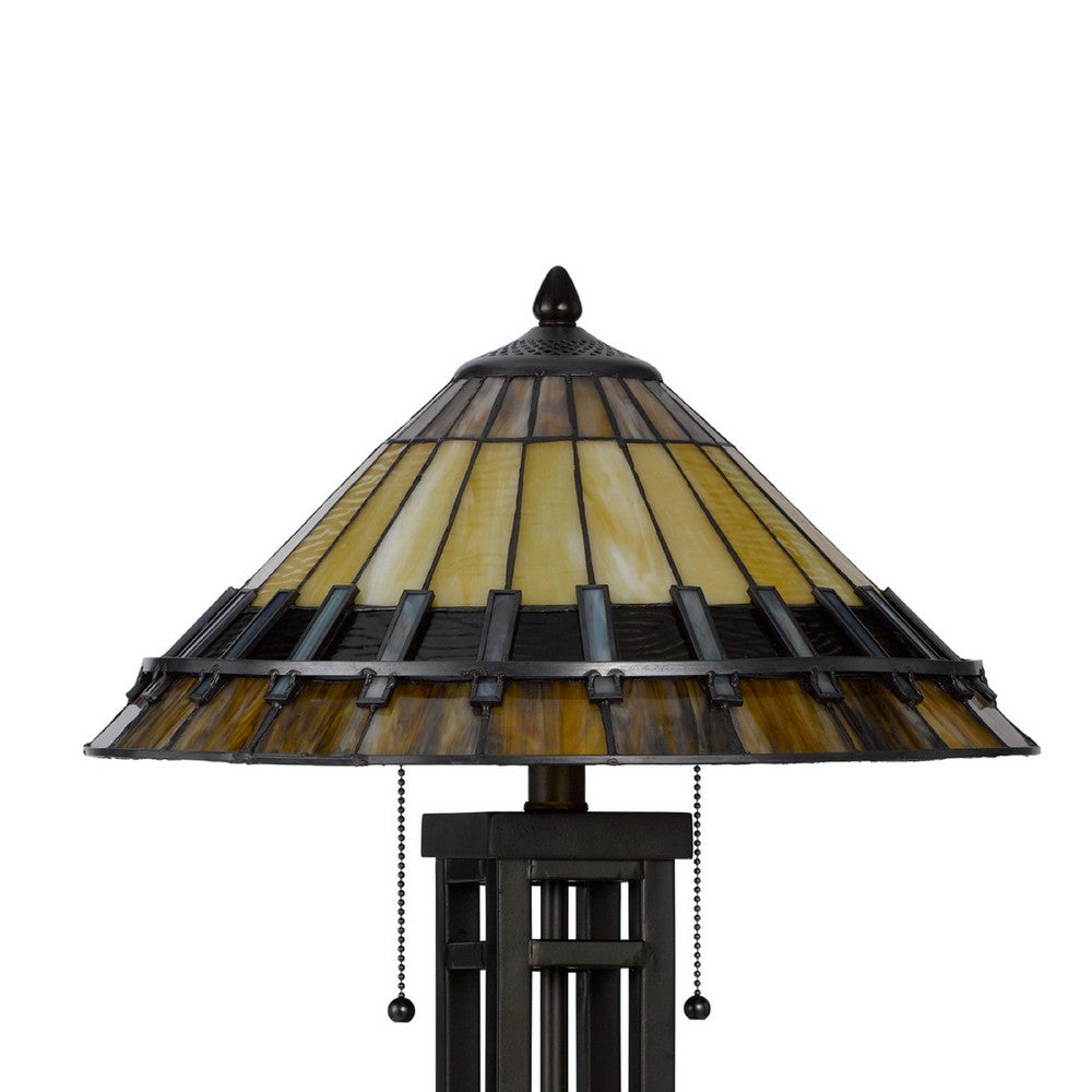 Eli Table Lamp, Tiffany Stained Glass Shade, Hand Painted Design, Bronze - BM351718