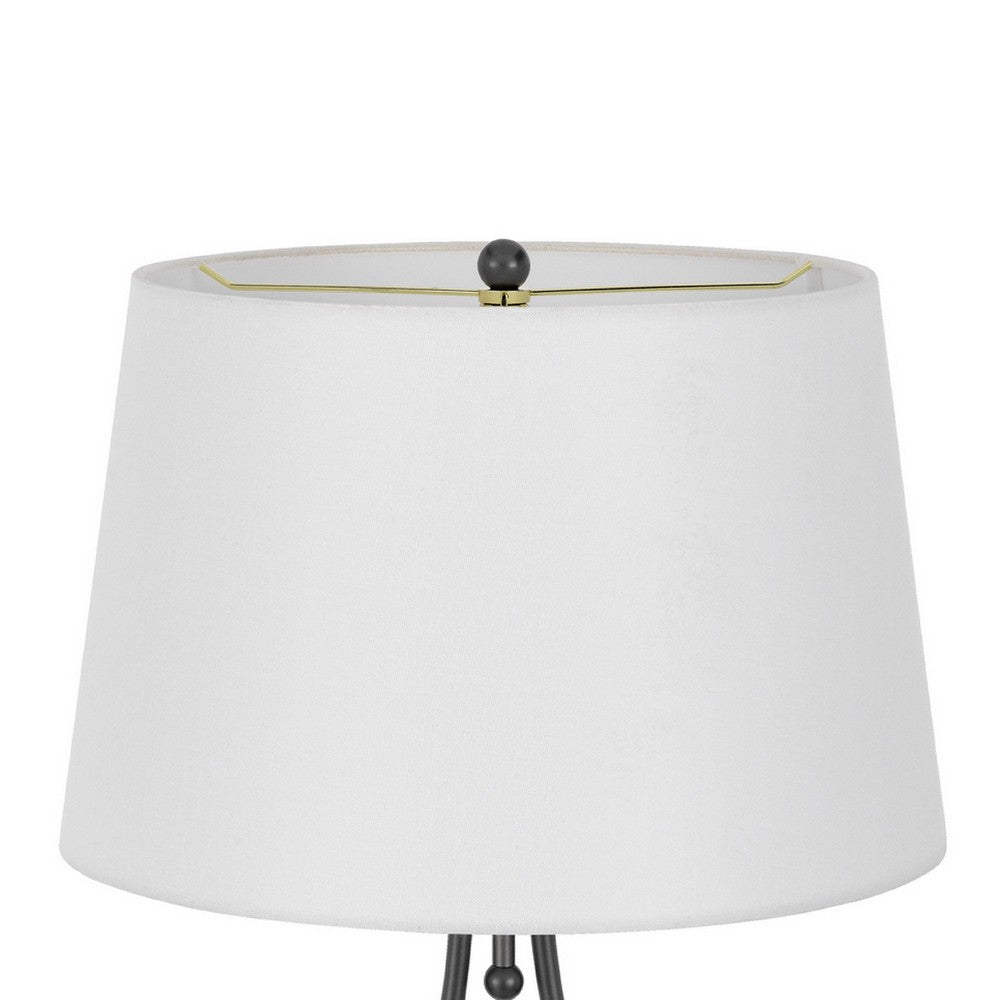 Table Lamp with Nightlight, Teardrop Diamond Design Glass Body, Gray Metal - BM351721