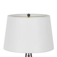 Table Lamp with Nightlight, Teardrop Diamond Design Glass Body, Gray Metal - BM351721