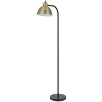 Floor Lamp, Vintage Style Dome Shade, Industrial Black and Antique Brass - BM351722