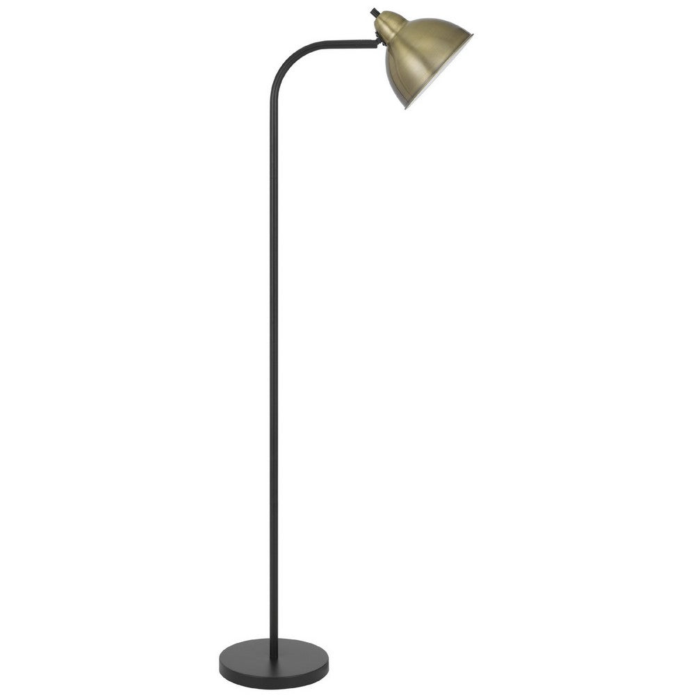 Floor Lamp, Vintage Style Dome Shade, Industrial Black and Antique Brass - BM351722