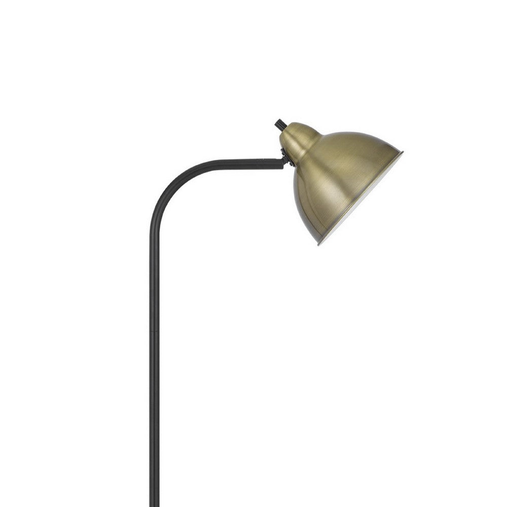 Floor Lamp, Vintage Style Dome Shade, Industrial Black and Antique Brass - BM351722