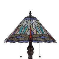 Eli Table Lamp, Tiffany Glass Shade, Blue Red Dragonfly Design, Bronze, 23In - BM351723