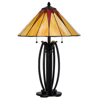 Eli Table Lamp, 17 Inch Stained Tiffany Glass Shade, Bronze Metal, Resin - BM351724