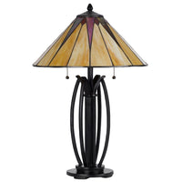 Eli Table Lamp, 17 Inch Stained Tiffany Glass Shade, Bronze Metal, Resin - BM351724