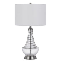 Table Lamp, Tapered Corkscrew Glass Body with Wire Accent, Brushed Steel - BM351727