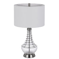 Table Lamp, Tapered Corkscrew Glass Body with Wire Accent, Brushed Steel - BM351727