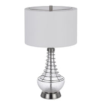Table Lamp, Tapered Corkscrew Glass Body with Wire Accent, Brushed Steel - BM351727
