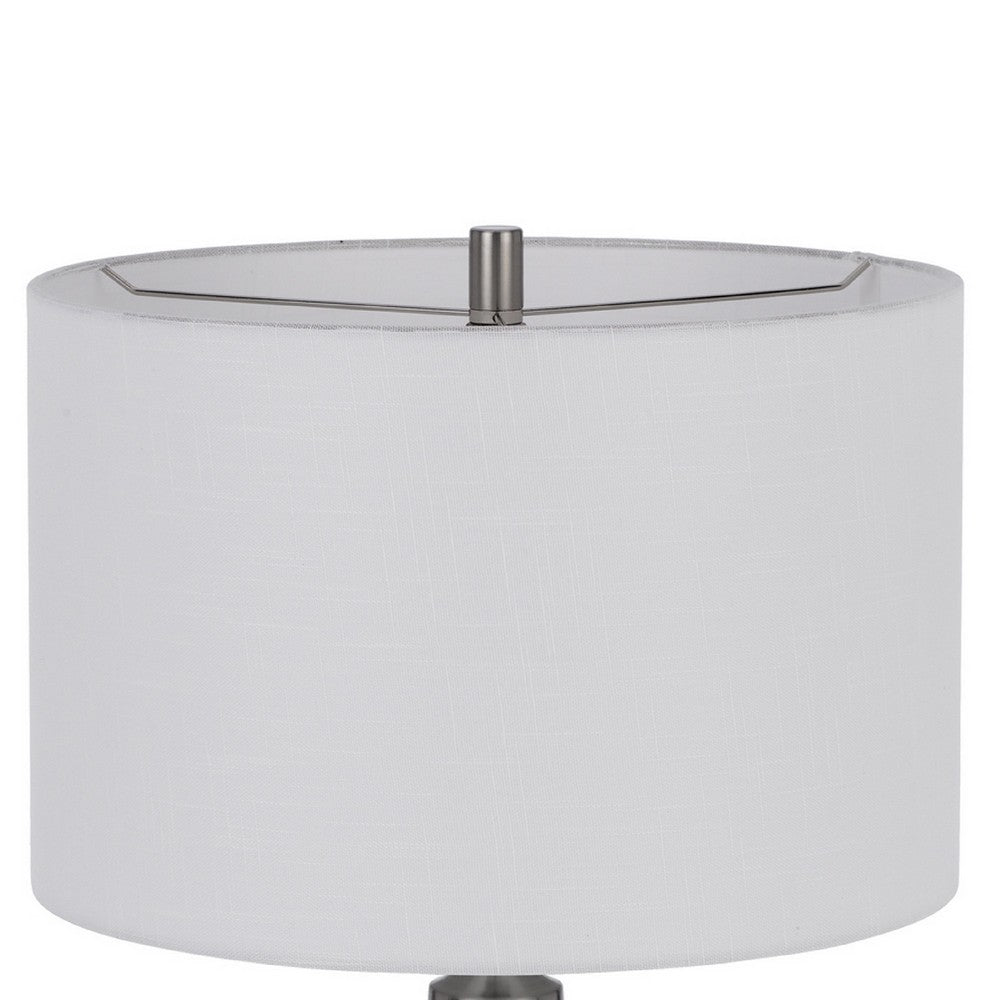 Table Lamp, Tapered Corkscrew Glass Body with Wire Accent, Brushed Steel - BM351727