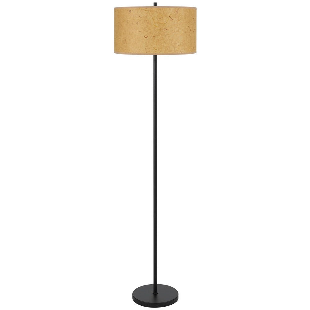 Avira 61 Inch Floor Lamp, Speckled Hardback Kraft Paper Shade, Black Metal - BM351728