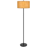 Avira 61 Inch Floor Lamp, Speckled Hardback Kraft Paper Shade, Black Metal - BM351728