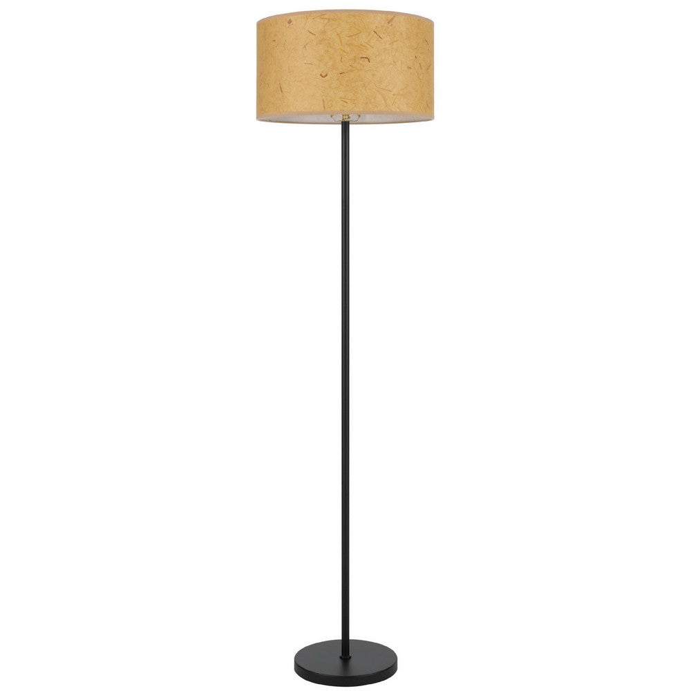 Avira 61 Inch Floor Lamp, Speckled Hardback Kraft Paper Shade, Black Metal - BM351728