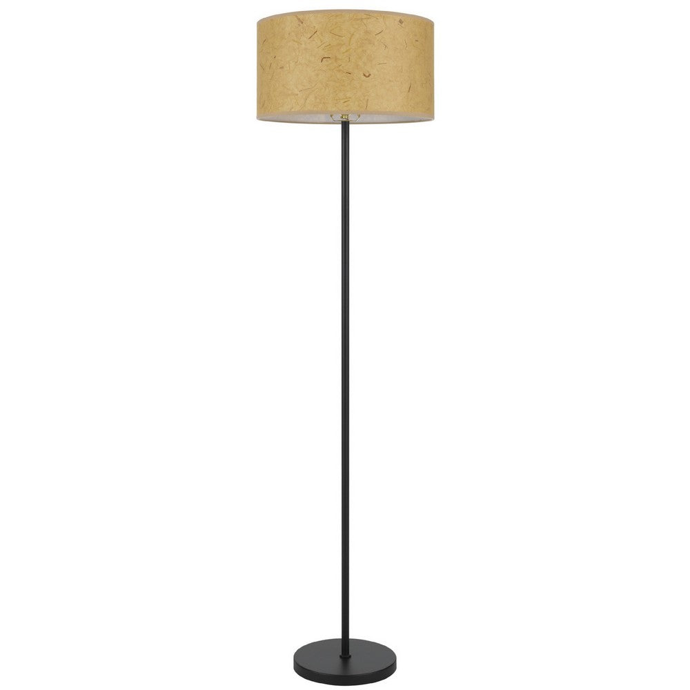 Avira 61 Inch Floor Lamp, Speckled Hardback Kraft Paper Shade, Black Metal - BM351728