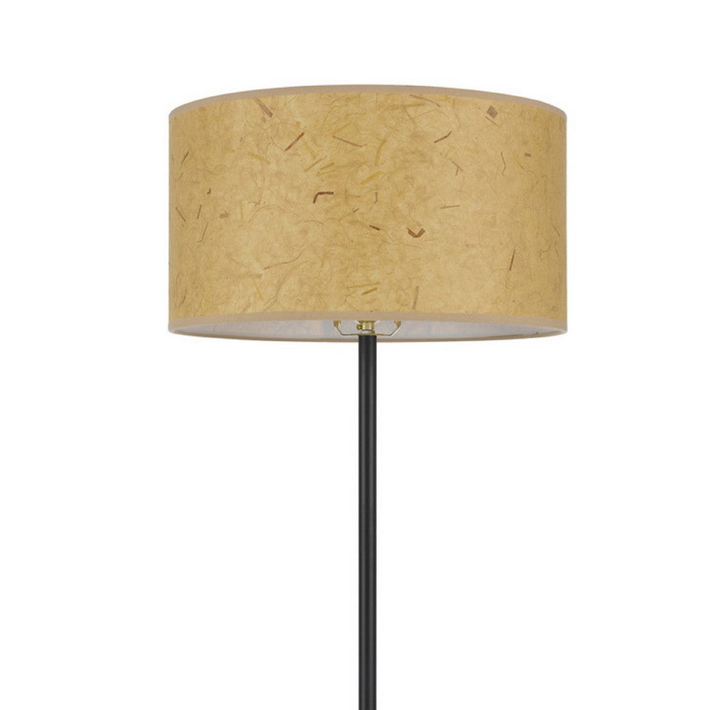 Avira 61 Inch Floor Lamp, Speckled Hardback Kraft Paper Shade, Black Metal - BM351728