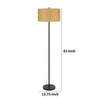 Avira 61 Inch Floor Lamp, Speckled Hardback Kraft Paper Shade, Black Metal - BM351728