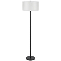 Avira 61 Inch Floor Lamp, String Pattern White Fabric Shade, Black Metal - BM351729