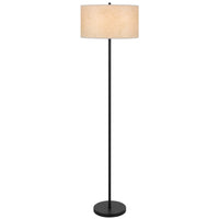Avira 61 Inch Floor Lamp, String Pattern White Fabric Shade, Black Metal - BM351729